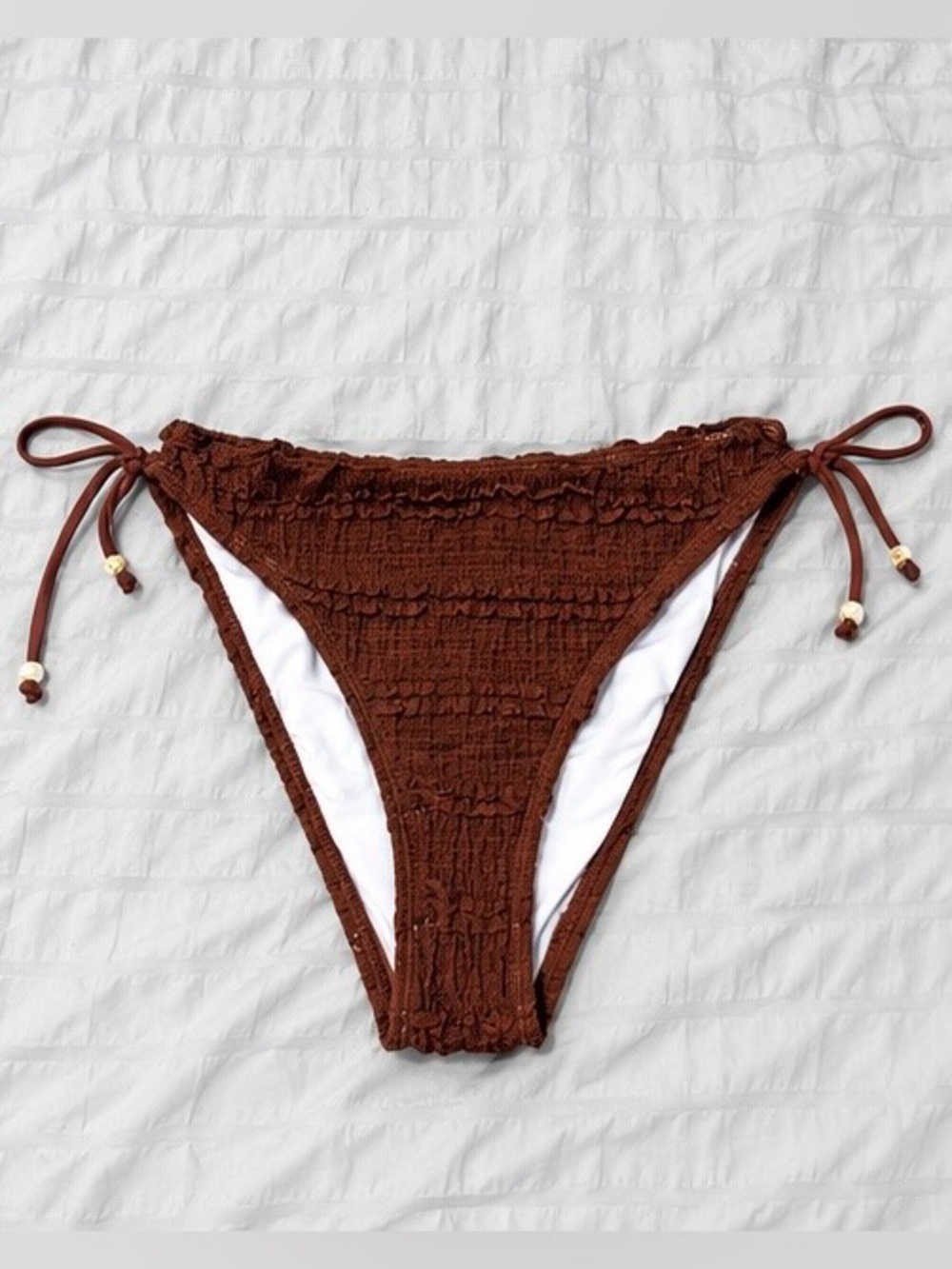 Brown Textured Tankini Swimsuit Set - Picture 4 of 7